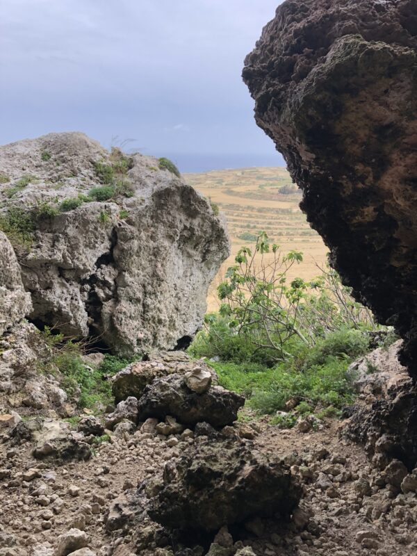 Looking out of Ghajn Adbul caves, Kercem